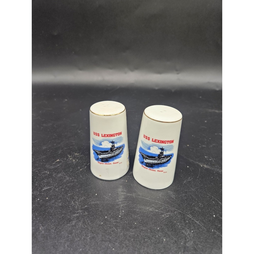USS Lexington Aircraft Carrier Corpus Christi Tx Souvenir Salt & Pepper Shakers